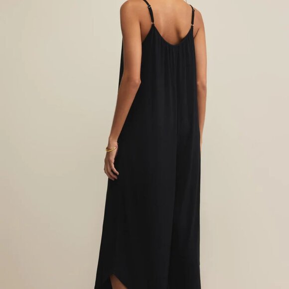 Z Supply Sleeveless Floral Print Wide Leg Flared Jumpsuit Charcoal Gray XS - Picture 8 of 10